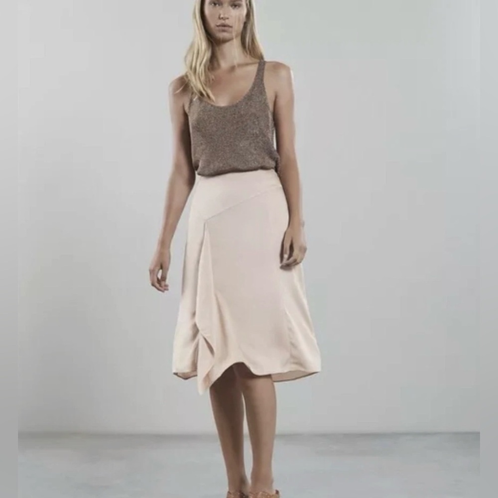 REISS Skirt Julia Drape Silk Ivory Size US 4